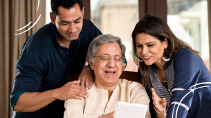 ICJ Self-Service on phone and laptop screens